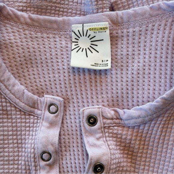 Aerie Purple Waffle Knit Henley Top - Picture 2 of 5